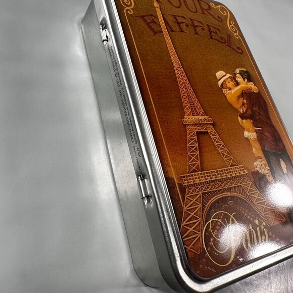 Eiffel Tower Paris Tin Delaunay Levielle Couple Biscuit Tin Vintage - Picture 8 of 11